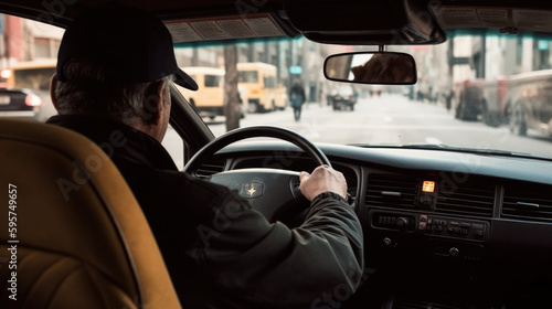 taxi driver driving a cab, generative ai