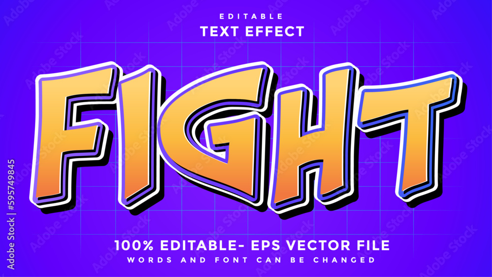 Minimal Gradient Word Fight Editable Text Effect Design, Effect Saved In Graphic Style