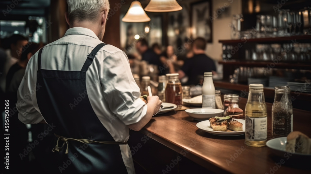 waiter serving food to customer, generative ai waiter serving food to customer, generative ai