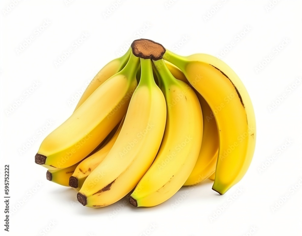 Bananas Isolated On White Background, Generative AI
