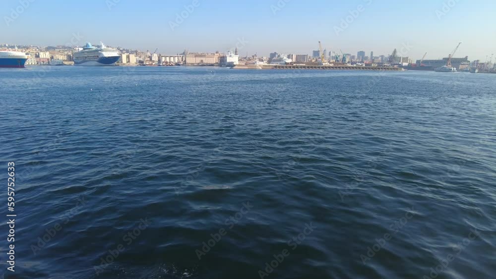 Seaport On The Metropolitan City Of Naples Bay In Italy. POV Seaport On The Metropolitan City Of Naples Bay In Italy. POV