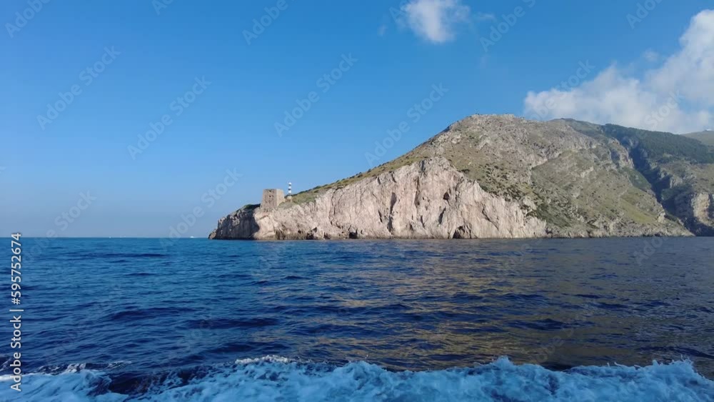Sailing On The Mediterranean Sea Towards The Amalfi Coast In Campania, Province of Salerno, Italy. POV Sailing On The Mediterranean Sea Towards The Amalfi Coast In Campania, Province of Salerno, Italy. POV