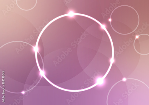 Vivid neon light line circle bubble abstract pink dynamic background
