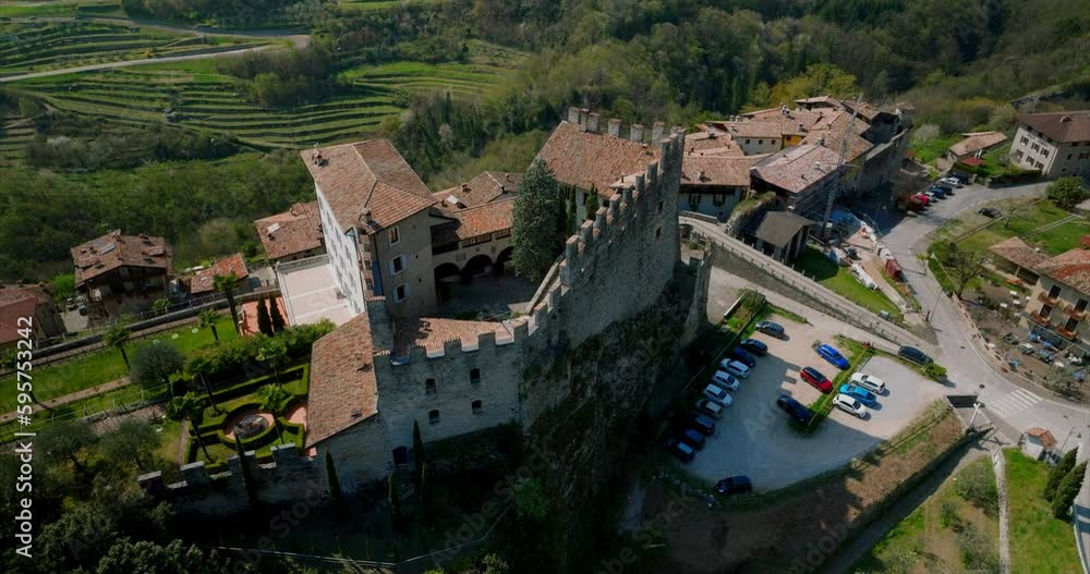 Castle in tenno trentino alto adige, city of lombardy. Aerial drone shot. Castle in tenno trentino alto adige, city of lombardy. Aerial drone shot.