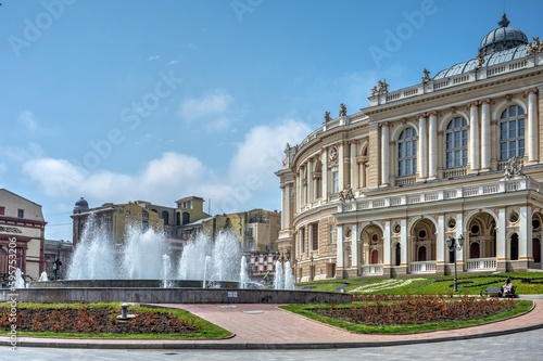 Fountain on the Theater Square in Odessa, Ukraine