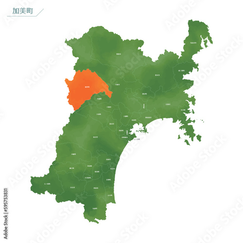 水彩風の地図　加美町