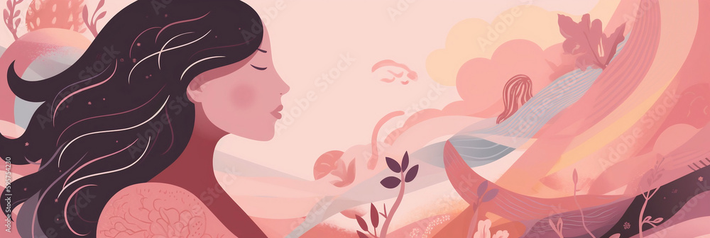 Banner for International Women's Day, Banner for mother's day, Modern women, Women empowerment, Pastel colours, Generative AI Banner for International Women's Day, Banner for mother's day, Modern women, Women empowerment, Pastel colours, Generative AI