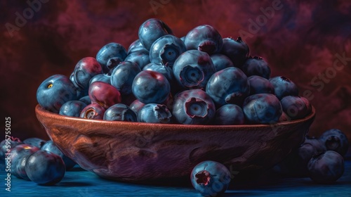 Blueberries commonsense photography, colorful establishment nitty beating representation. Creative resource, AI Generated photo