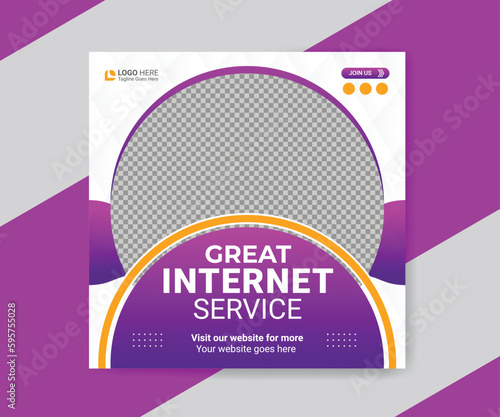 Professional super fast internet service social media post or web promotional banner design template
