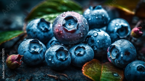 Blueberries commonsense photography, colorful foundation nitty beating representation. Creative resource, AI Generated photo