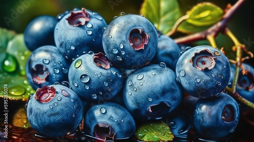 Blueberries commonsense photography, colorful establishment nitty beating representation. Creative resource, AI Generated photo