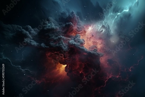 3D-rendered space nebula in a galaxy universe. Generative AI © Aisha