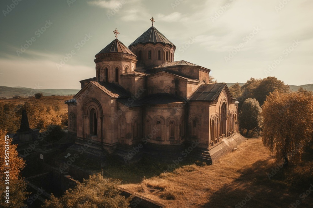 11th-century Bagrati Cathedral in Kutaisi, Georgia. Generative AI