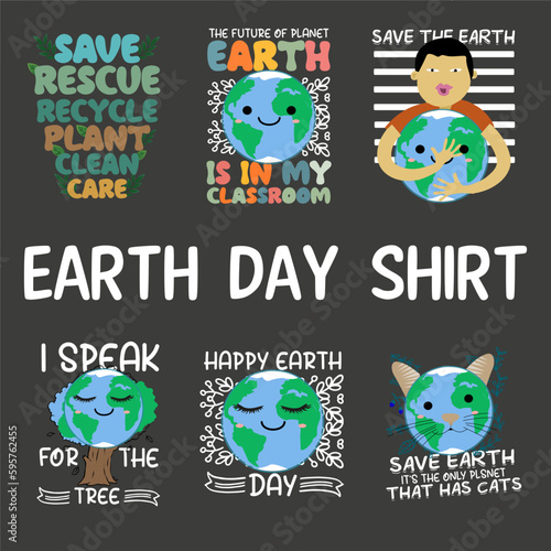 6 earth day shirt design bundle planet t-shirt, ecological awareness, climate change, global warming , environmental protectionearth day t-shirt, earth day, earth day vector, cool earth day, design, 