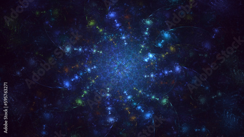 3D rendering abstract multicolor supernova fractal light background