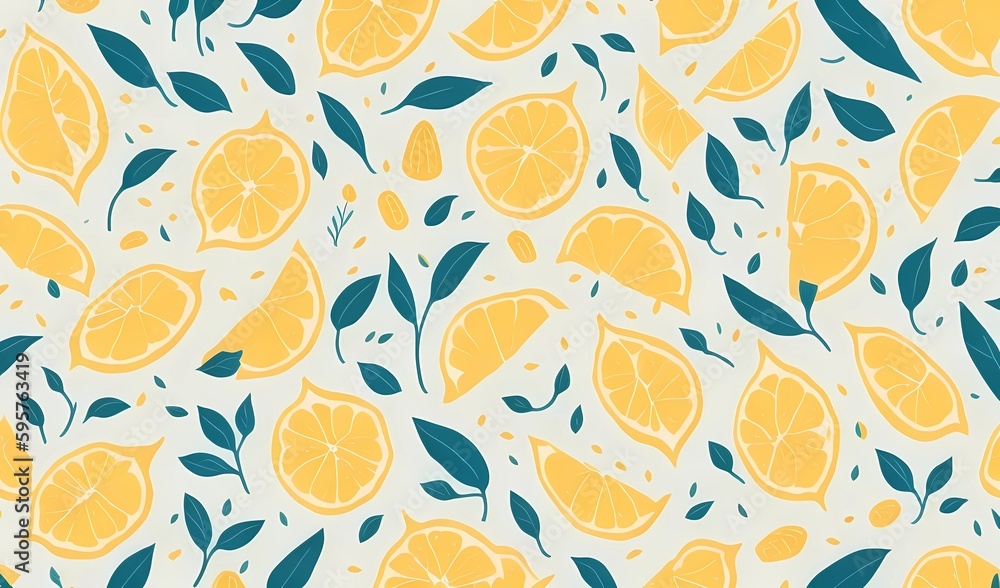 lemons design patterns prints in white cream background made with generative ai lemons design patterns prints in white cream background made with generative ai