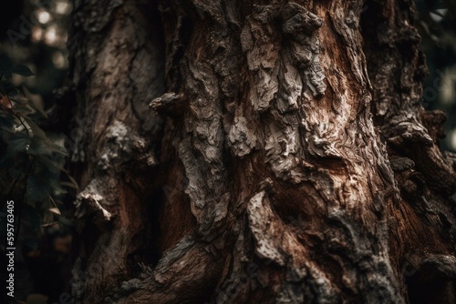 Tree with unique bark texture. Generative AI