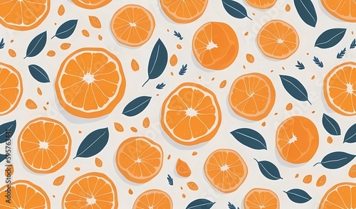oranges design patterns prints in white beige background made with generative ai