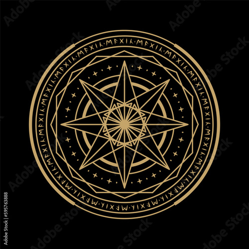 mysterious golden magical circle vector design