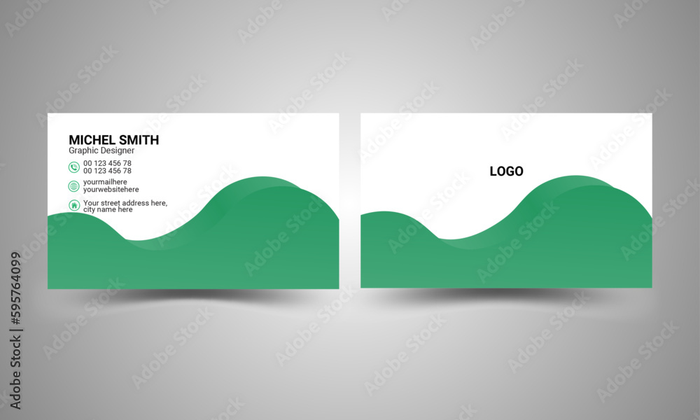 Green corporate double sided business card design template