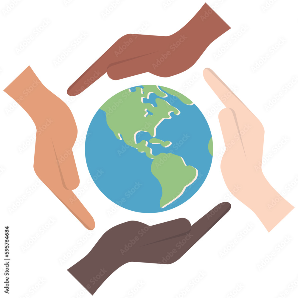 Fototapeta premium Harmony Hand Holding And Peace Between Race
