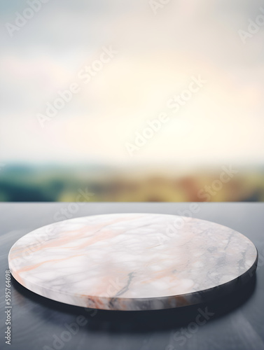 empty plate on wooden table product mockup background