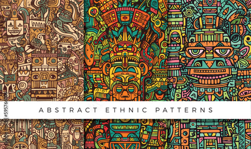 Abstract ethnic pattern illustration backgrounds 