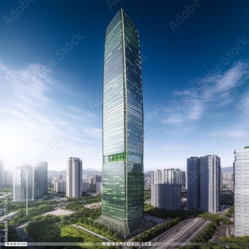 building high-rise building skyscrape , Generative AI