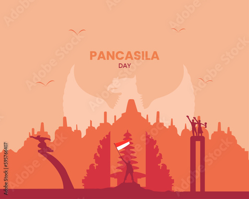 Pancasila Day Flat Illustration Template