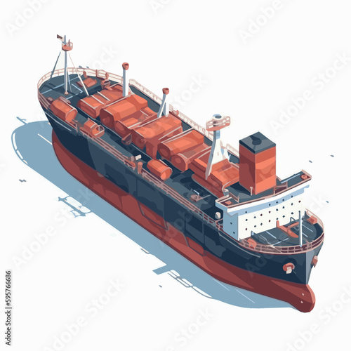 Vector isometric icon set or infographic elements representing low poly cargo container ship, oil tanker ship, passenger cruise ship, ferry loaded with cars and oil platform