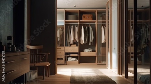 Interior design of built-in wardrobes with contemporary glass doors © ttonaorh