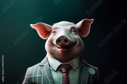 a male pig in a business suit represents strength and determination, making it a great image for companies that prioritize these values in their branding. generative AI.