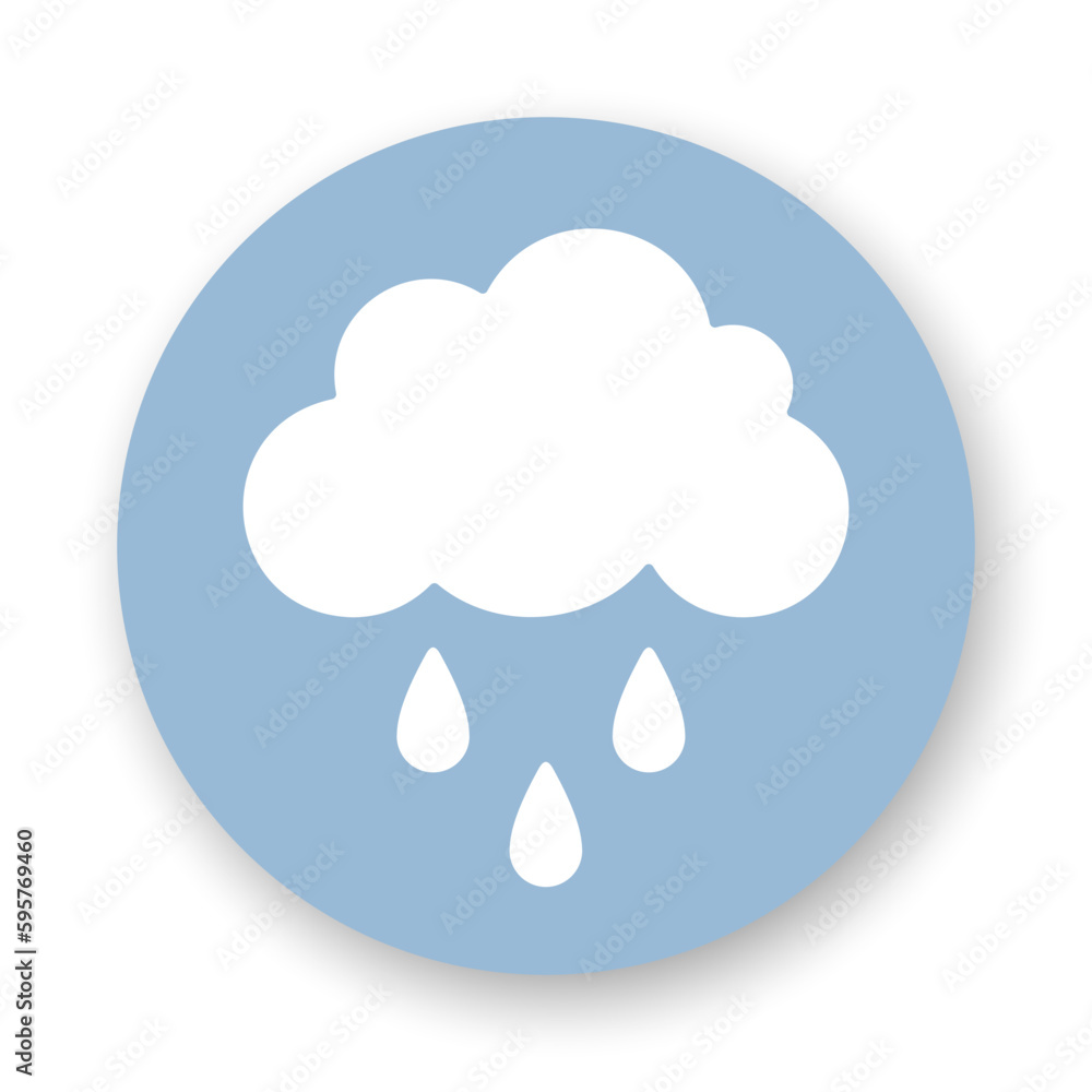Rain flat icon. White vector element on blue background. Best for web, seamless patterns, decoration and your design. Rain flat icon. White vector element on blue background. Best for web, seamless patterns, decoration and your design.