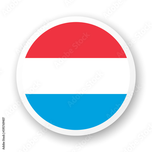 Flag of Luxembourg flat icon. Round vector element with shadow underneath. Best for mobile apps, UI and web design.