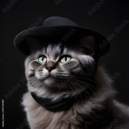 Cute cat with hat in their head © Finn