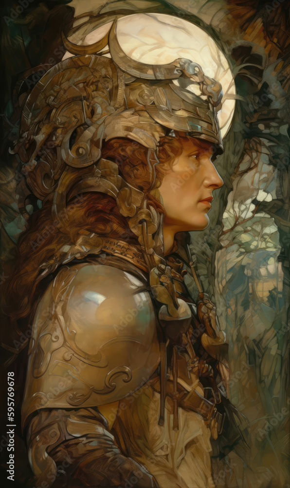 Fantasy art, portrait of a knight, oil painting, digital illustration, AI generated
