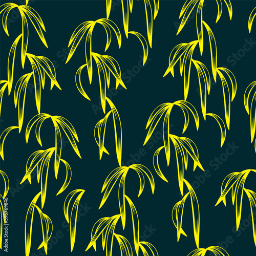 Fototapeta Naklejka Na Ścianę i Meble -  Decorative leaf. Seamless pattern with tropical leaves. Vector illustration.