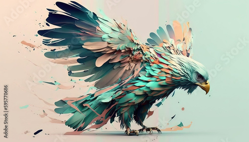 Eagle abstract wallpaper. Soft background with cute falkon bird in Pastel colors generative ai
