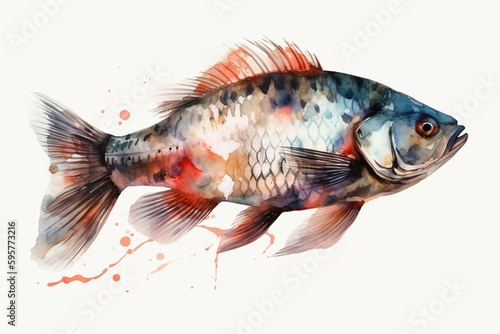 Watercolor-style transparent background illustration of a celebratory tai fish. Generative AI