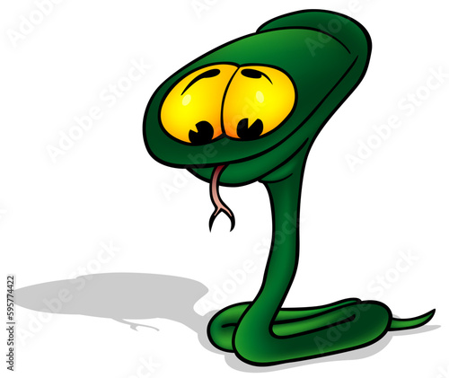 Funny Green Snake with a Ra...