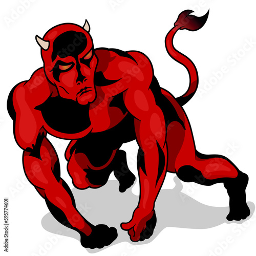 Muscular Red Devil with a D...