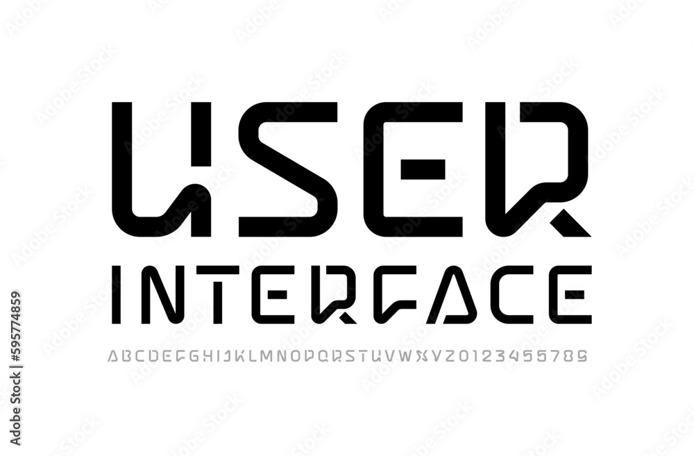 Technical font, digital alphabet, trendy uppercase Latin letters from A to Z and Arab numbers from 0 to 9 for you ui ux designs, vector illustration 10EPS Technical font, digital alphabet, trendy uppercase Latin letters from A to Z and Arab numbers from 0 to 9 for you ui ux designs, vector illustration 10EPS