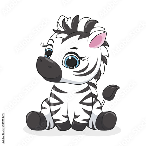 Cute baby zebra. Vector illustration for baby shower, greeting card, party invitation, fashion clothes t-shirt print.