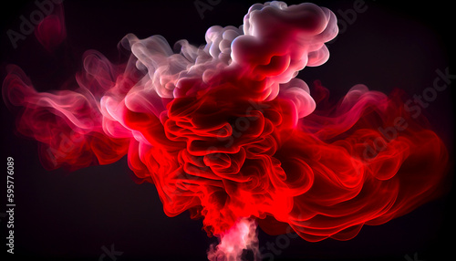 Generative AI, Red and White Moody Abstract Smoke