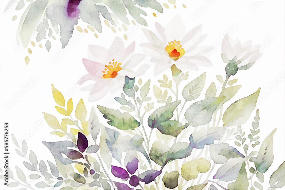 Obraz premium painting, wild, paradise, pink, hand painting, design element, dahlia, artwork, beauty, wedding, colorful, bloom, romantic, drawn, illustration, flower, leaf, nature, art, summer, watercolor, floral, 