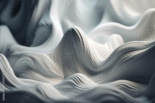 Abstract 3D background with white curvy layers. Generative AI