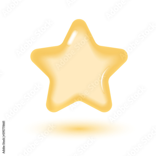 Yellow star. Customer rating feedback  rang  rating  achievements and decor concept. 3d vector icon. Cartoon minimal style