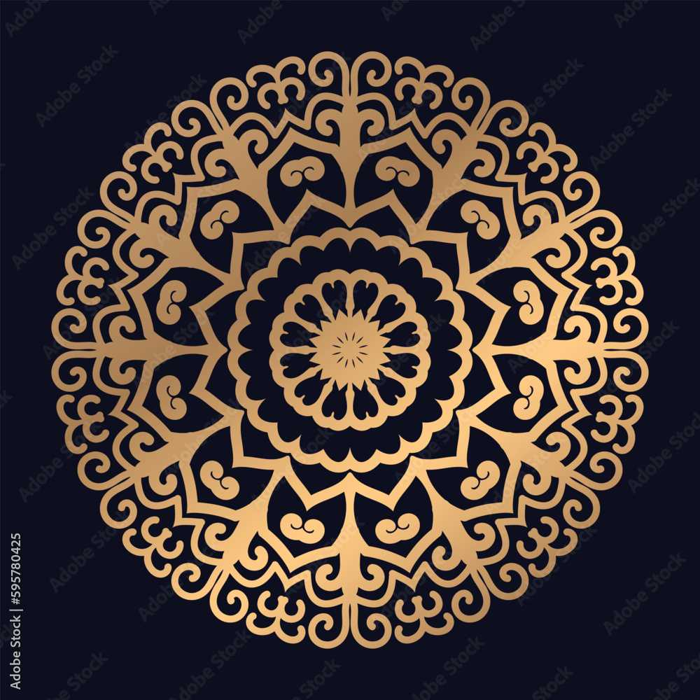 Luxury Golden Color Round  mandala design background Vector Template