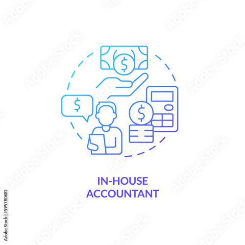 In-house accountant blue gradient concept icon. Certified public accountant. Business accounting management abstract idea thin line illustration. Isolated outline drawing. Myriad Pro-Bold fonts used
