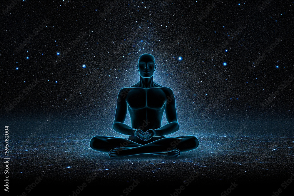 Personne en traine de méditer avec un paysage spirituel, IA générative, Générative, IA Personne en traine de méditer avec un paysage spirituel, IA générative, Générative, IA